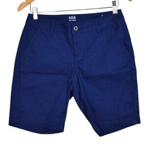 ana Shorts 2 Womens Blue Bermuda Cotton Blend Comfort Casual Stretch